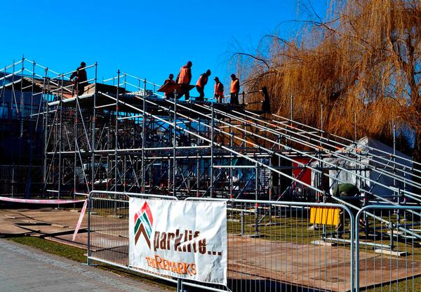 The Parklife Invitational structure taking shape in Earnslaw Park